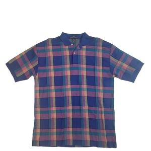 Vintage Woods & Woods Mens Colorblock Retro Groovy Polo Size Large‎